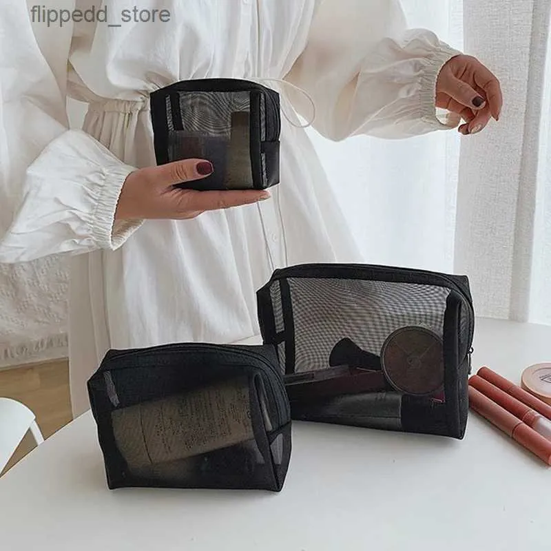 化粧品バッグ2023NEW NEW MESH CLEAR COSMETIC BAG SMALLおよびLIGHT CLEAR BLACK COSMETIC BAG PORTABLE TRAVER LIPSTICK STORAGE BAG Q231108