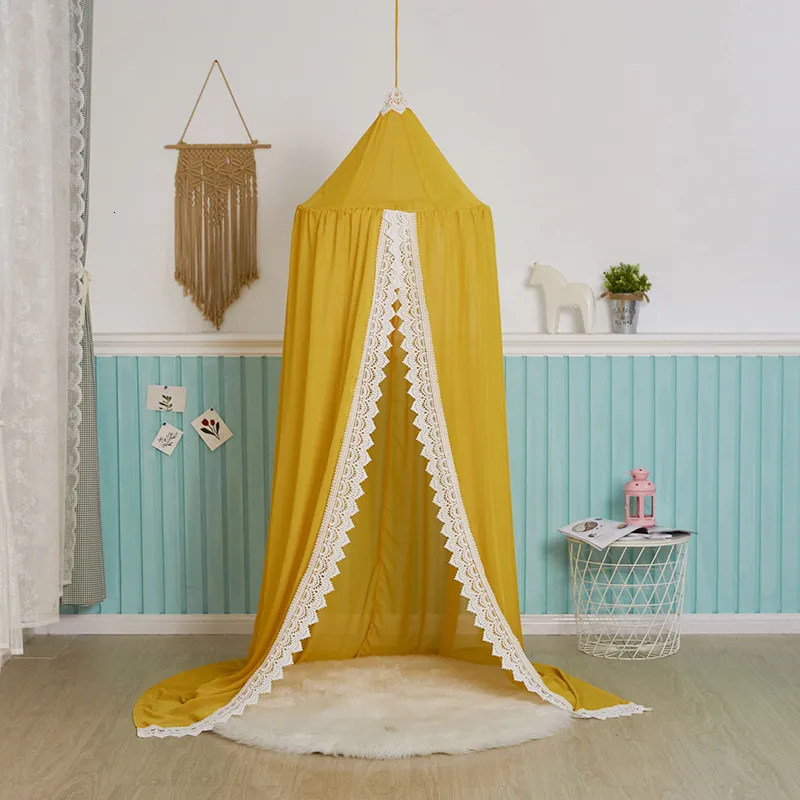 Crib Netting Lace Decor Mosquito Net Hanging Tent Baby Bed Luifel Bladbare chiffon gordijnen voor kinderen Kinderkamer Play House 230407