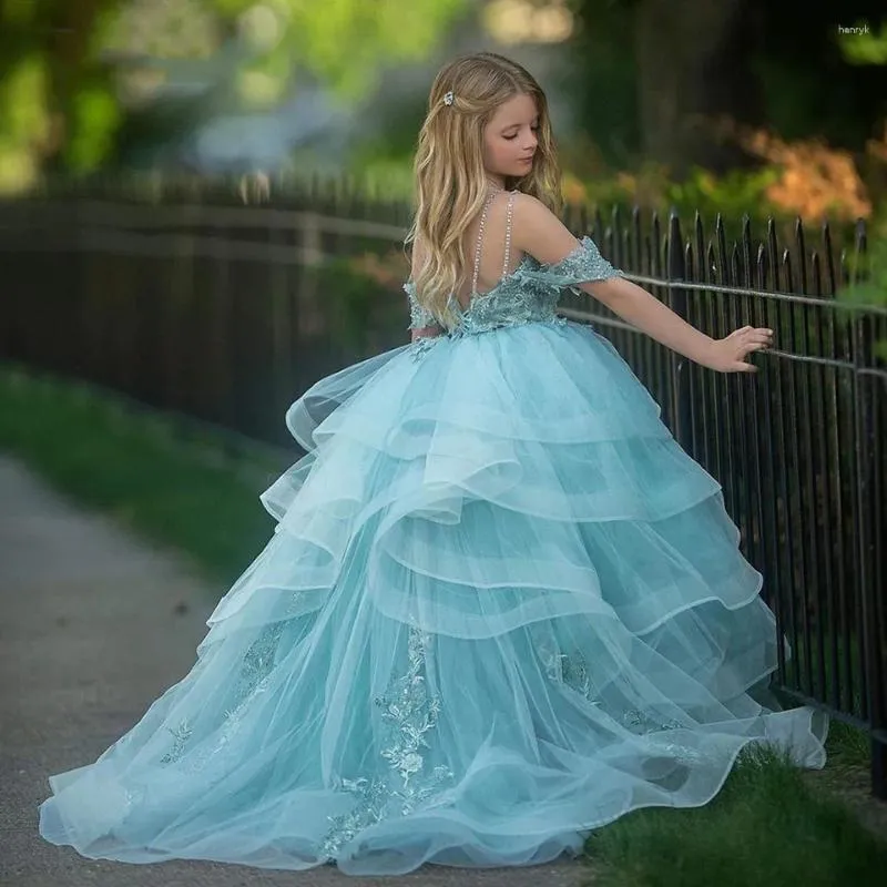 Vestidos de menina flor vestido sem mangas estilingue lantejoulas decalques princesa primeira comunhão casamento dança festa sonho crianças presente