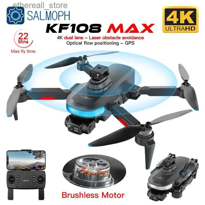 Дроны KF108 / KF108MAX GPS Дрон 4K HD Двойная камера 360 Объезд препятствий Бесщеточный двигатель Мини-дрон 4K Профессиональный RC Дрон VS L900 Q231108