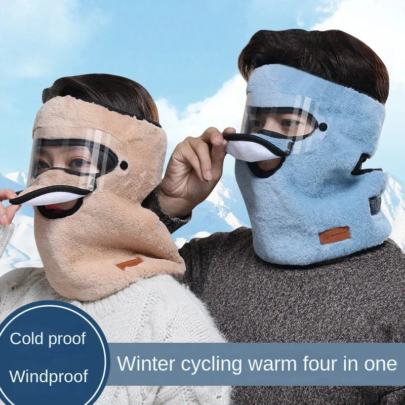 Cykelmössor maskerar motorcykel plysch kallsäker och varm mask för män och kvinnor elmotorcykel panna och nackskydd 231108