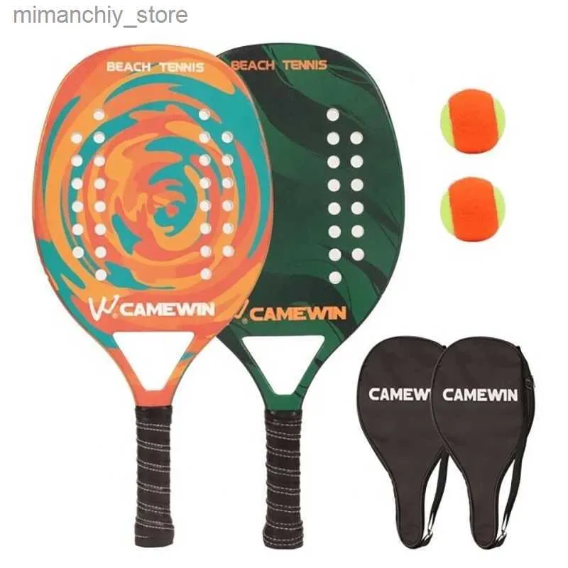 Tennisrackets CAMEWIN Strandtennisracket van volledig koolstofvezel, volwassen professioneel, zacht EVA-gezicht Raqueta met tas, unisex uitrusting Padelracket Q231109