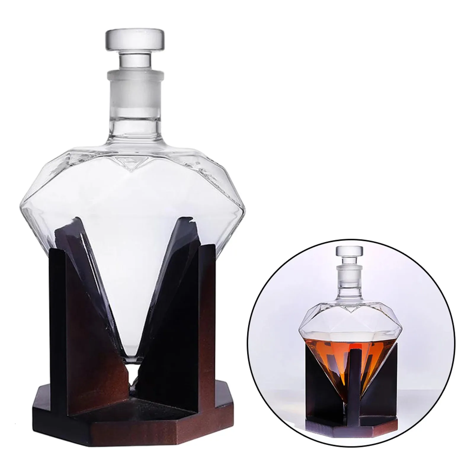 750ml Heart Shape Diamond Wine Decanter Vodka Liquor Wine Pourer Cocktail Glass Whisky Dispenser Holder Home Party Decoration