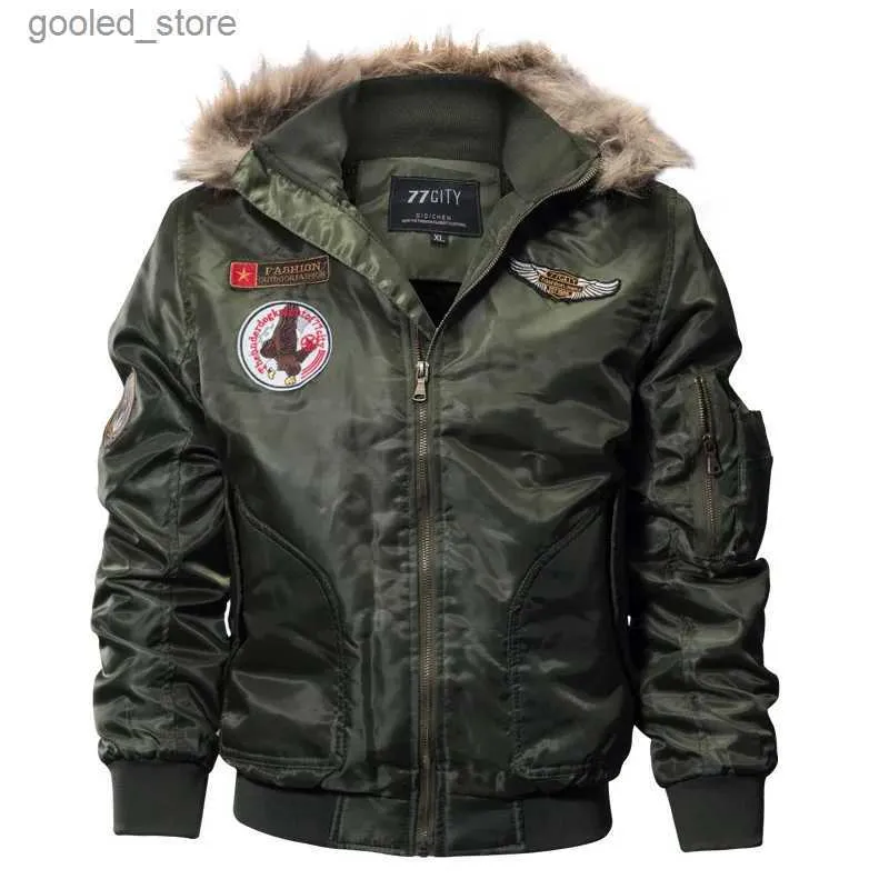 Jaquetas masculinas inverno militar bombardeiro jaqueta casaco homens força aérea exército tático jaqueta quente lã forro outerwear parkas hoodie piloto casaco m-4xl q231109