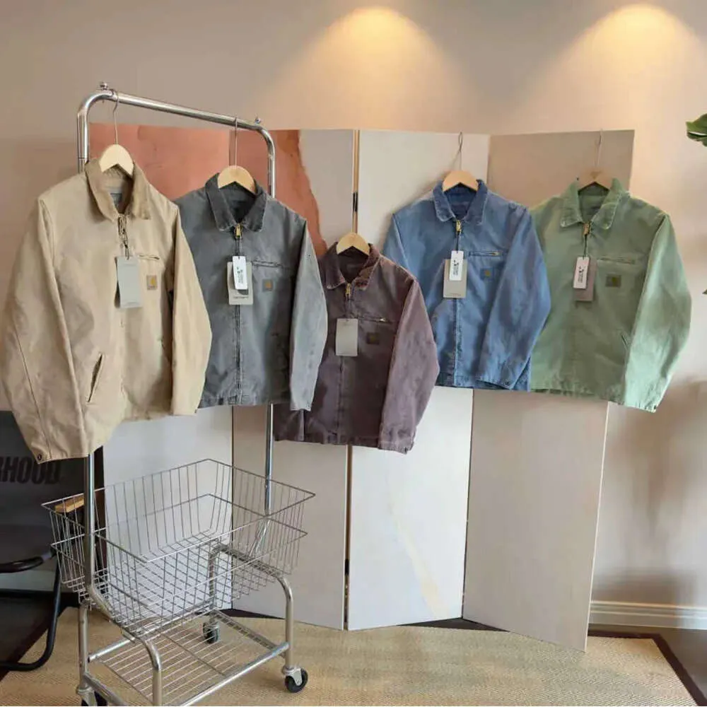 2023 Vestes pour hommes Vêtements de travail Marque de mode Carhart Toile Lavable Cire Teinte Detroit Veste Manteau Style Américain Workwear Loose ESSS