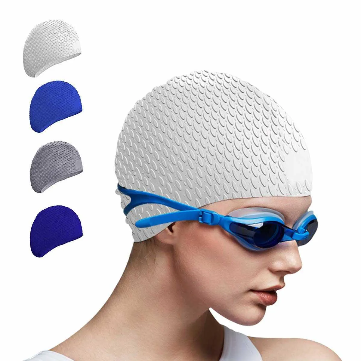 Occhialini Occhialini da nuoto Cuffie da nuoto in silicone Set Uomo Donna Capelli lunghi Cappello grande Natacion Occhiali da sub Attrezzatura per adulti Bambini P230408