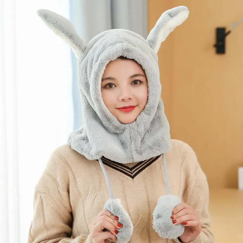 Beanies Beanie/Skull Caps Ears Plush Hat Women's Winter Bib One-piece Korean Fashion Neck Cover With Warm And Ear Protection