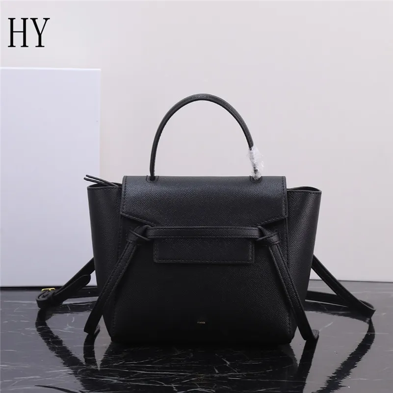 Designer Luxury Micro Belt Bag Gray Beige in Grained Calfskin Black Women Tote Handbag Shoulder bag with strap