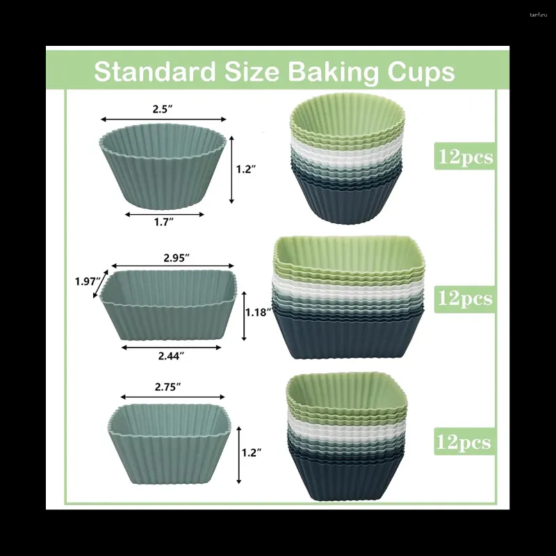 Silicone Cupcake Liners Silicone Muffin Cups for Baking Reusable Baking  Cups Muffin Liners Silicone Cupcake Baking Cups for Bento Box, 12pcs