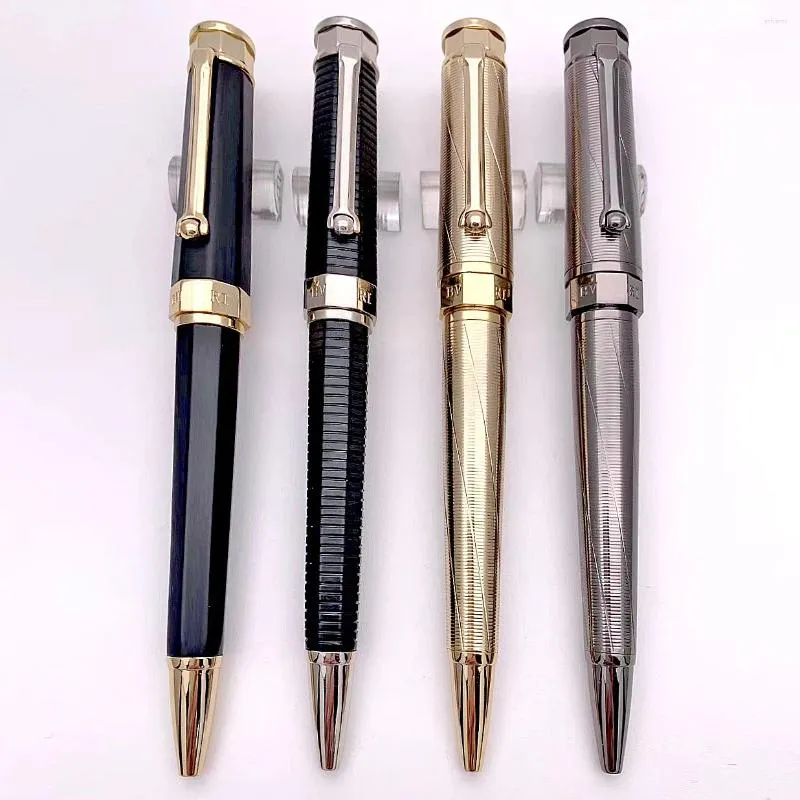 Quality B_G_R Classic Metal Barrel Elegant Golden/Black Clip Texture Writing Smooth Luxury Ballpoint Pen With Box