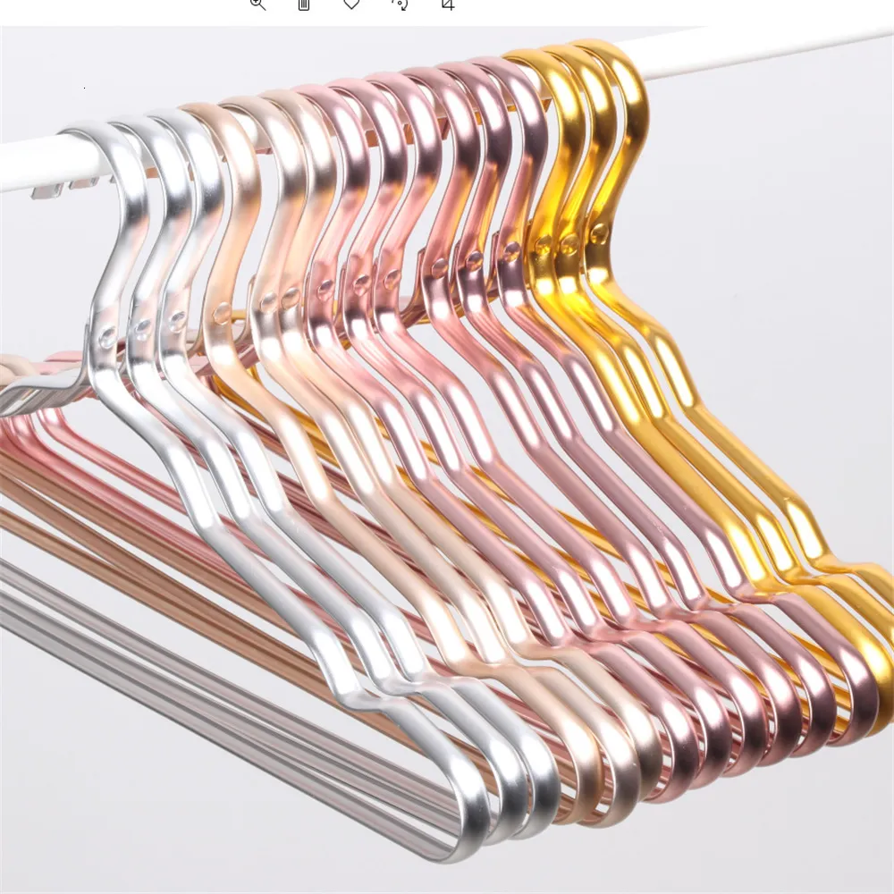 HANGERS RACKS 5/10 Piece Clothing Hanger Aluminium Alloy Coat Hanger Anti Slip Dry Hanger Garderob Storage Rack 230408