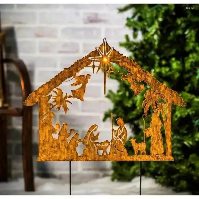 Tuindecoraties IJzerkunst Metaal Outdoor Yard Scene Decoratieve Woondecoratie Jezus Geboorte Silhouet Drop