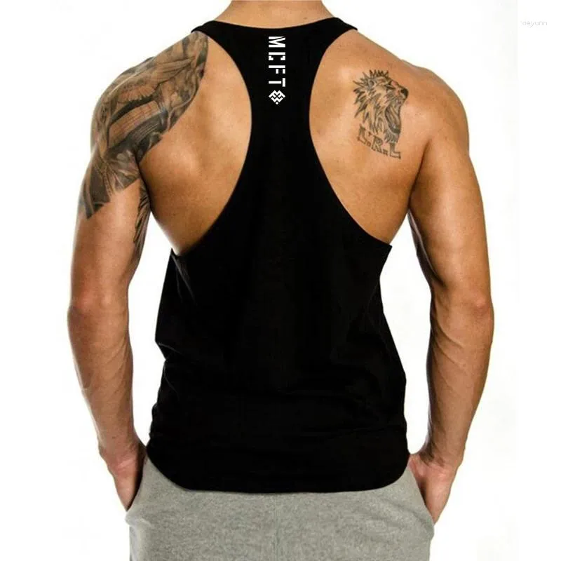 Débardeurs pour hommes Muscleguys Summer Gym Vêtements Mens Coton Chemise sans manches Y Back Bodybuilding Singlets Fitness Entraînement Sports Vest