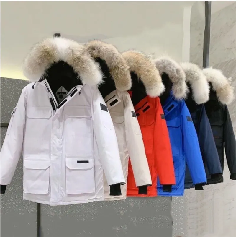 Varm Parker Winter Men's Designer Windproof Down Jacket Material S-5XL Asian Storlek Par Modeller Nya kläder Hatten är avtagbar 51143