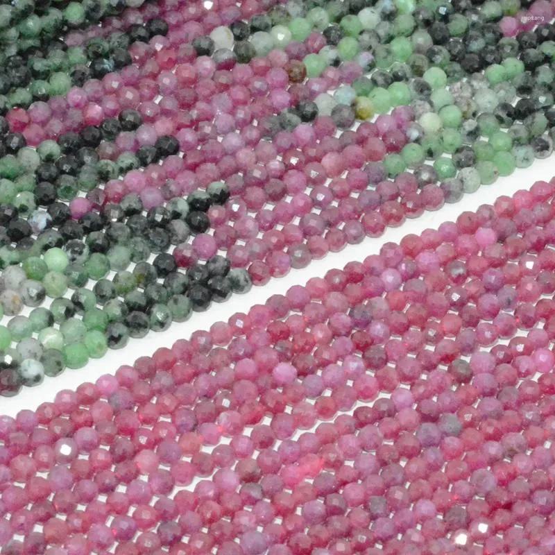 Pierres précieuses en vrac rubis naturel zoïsite/anyolite perles rondes à facettes 3mm