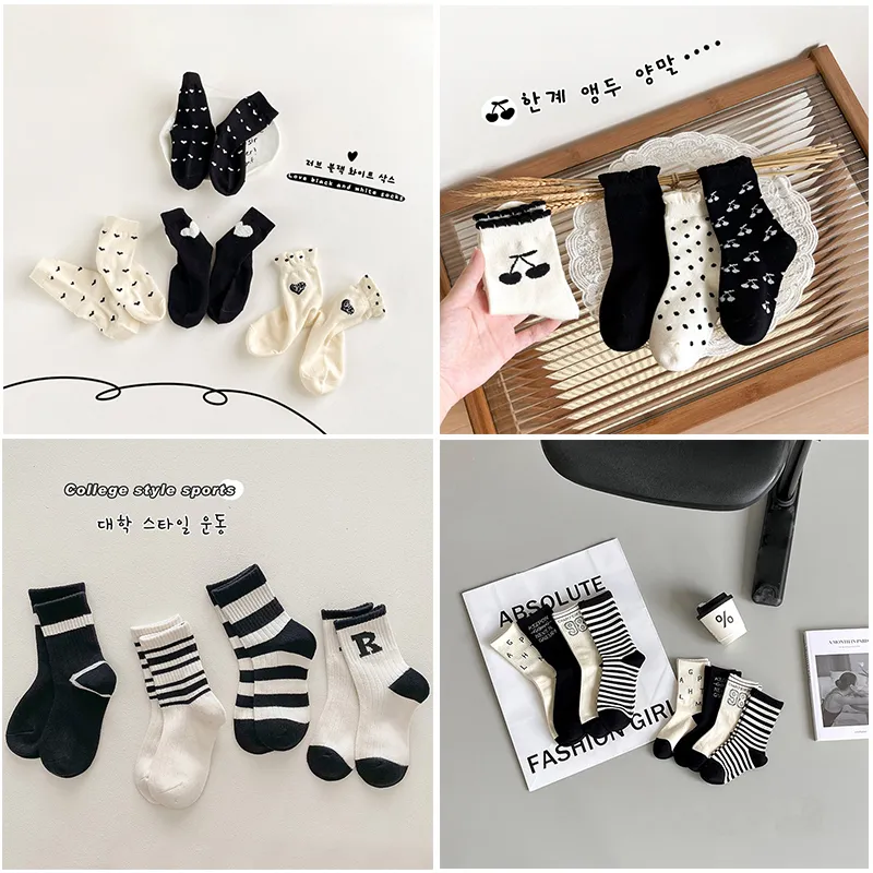 Designers Wave Point Toddlers Baby High Quality Nouveaux garçons filles Fashion Big Children Coton Bouchables Coton Black and White Striped Kids Tobe