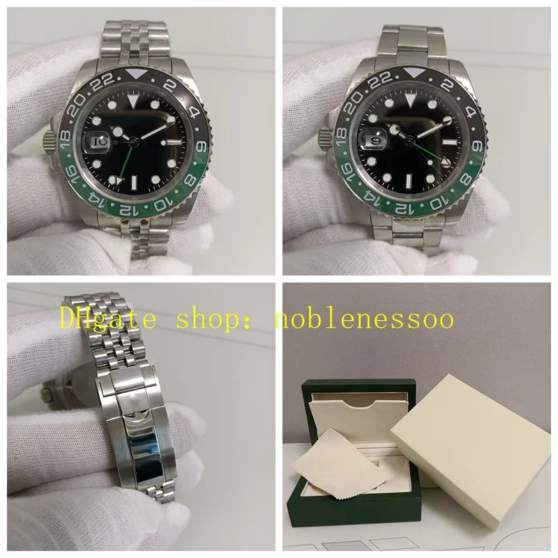 2 stijl met doos Herenhorloge Heren 40 mm Automatisch Sprite Groen Zwart LEFTY 126720vtnr Keramische ring 126720 Stalen armband Sport 126720VTNR Mechanische horloges