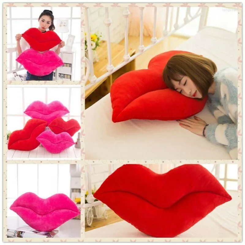 Kussen lipvormige kussens stevige kleur schattige zachte mode pluche sofa s woningdecoratie