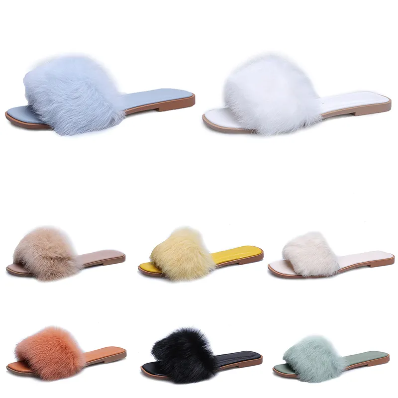 fur household cotton slippers women fashion blue yellow green white black sandals womens outdoor winter Scuffs