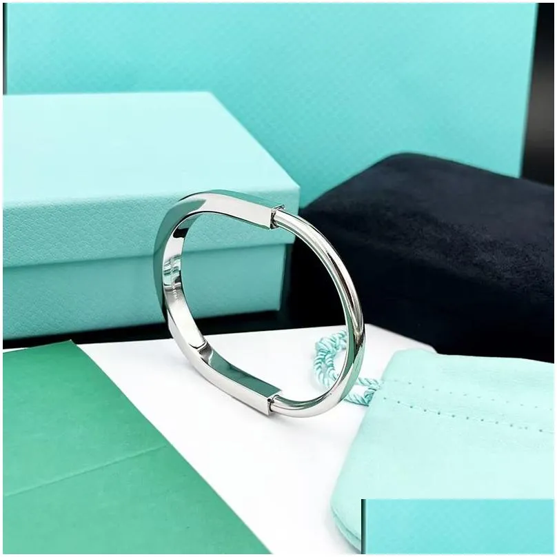 Bangle Designer Lock Bracelet Sier Rose Gold Titanium Steel Bangle Bracelets For Women Luxury Jewelry Drop Delivery Jewelry Bracelets Otut4