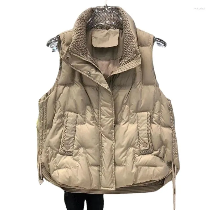 Coletes femininas 2023 inverno moda para baixo casaco mulheres colete de pé colarinho casual solto tanque top sem mangas pato branco downtops