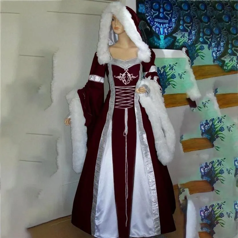 Sukienki swobodne Sukienka dla kobiet Halloween Medieval Cosplay Costumes plus rozmiar 5xl retro gotycka długa długość podłogi 2960