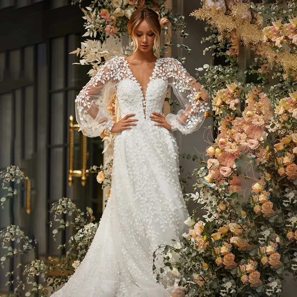 Bridesmaid Dresses Stella Mccartney Long Sleeve Wedding Dress Leaf