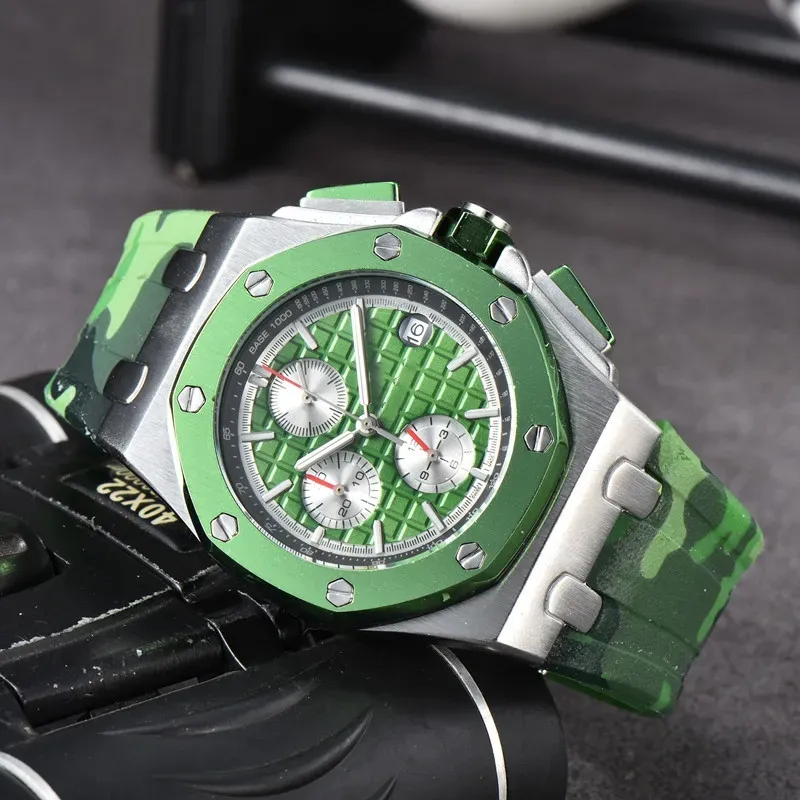 Aude relógios de pulso para homens 2023 relógios masculinos seis agulhas todos dial trabalho relógio de quartzo de alta qualidade marca de luxo relógio cronógrafo cinto de borracha moda montre de luxe