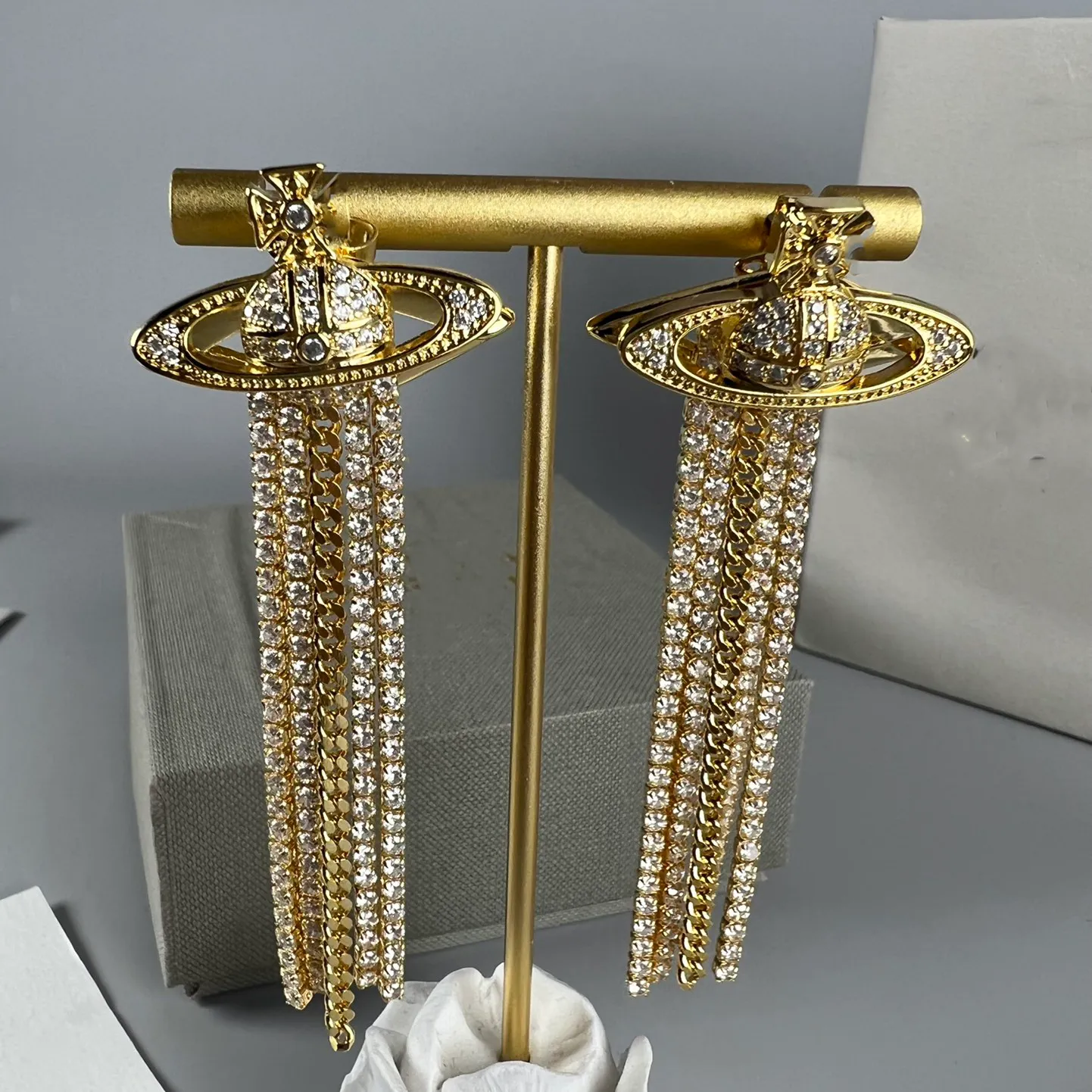Designer Trend Ohrstecker Vivian Luxus Damen Modeschmuck Earing Metall Perle Ohrring cjeweler Westwood Woman 34dsewds