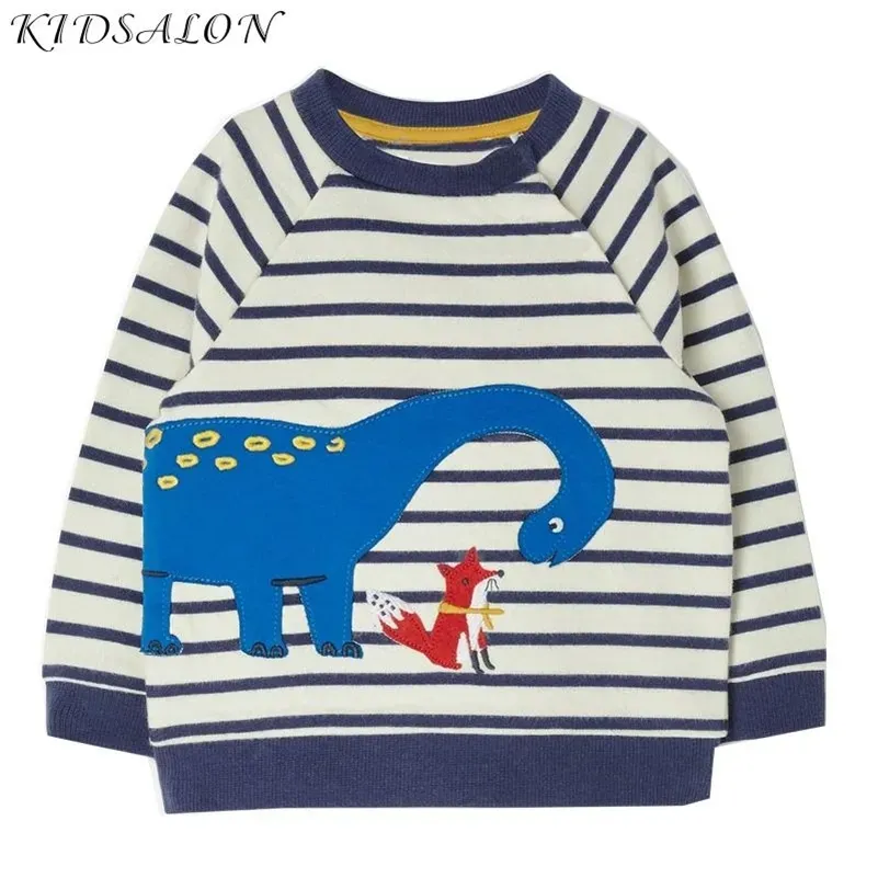 Hotsell Dinosaurier Applizierte Kinder Hoodies Sweatshirts für Jungen Kleidung Kinder Oberbekleidung Kleidung Herbst Baby Jungen Langarm Tops 2-7Y LJ201