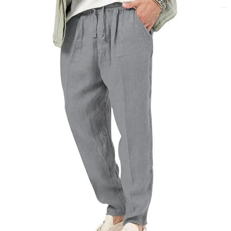Herenbroeken Heren Baggy Middelhoge elastische tailleband Trekkoord Lange rechte pijpen Zakken Effen kleur Casual broek Streetwear