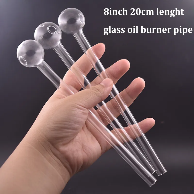 Superlänge Glaspfeife Ölbrennerpfeifen 20 cm 8 Zoll dick transparent tolles Rauchzubehör Werkzeug Handpfeife akzeptieren personalisierte Custom