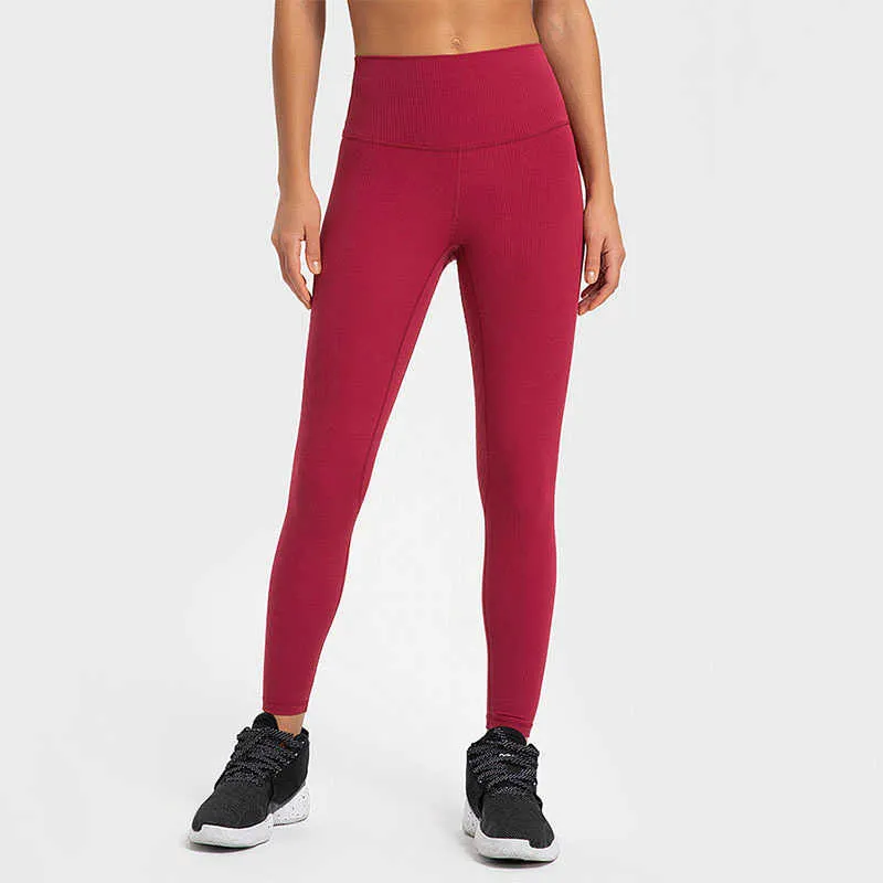 Ребристые леггинсы для йоги L-40, женские спортивные штаны с высокой талией, бесшовные спортивные леггинсы для тренажерного зала, колготки для фитнеса, спортивная одежда