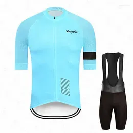 Racing Sets Raphaful 2023 Summer Cycling Jersey Set Mountain Rapha Bike Clothing MTB Bicycle Clothes Wear Triathlon Sportswear