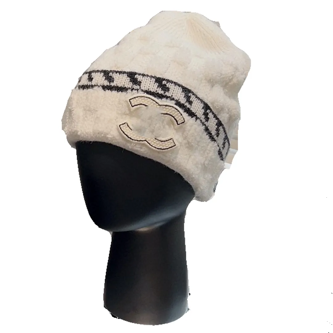 Canal marca chapéu de pescador tricô moda estrangeira homens e mulheres gorro elegante preto e branco combinando chapéu de malha quente