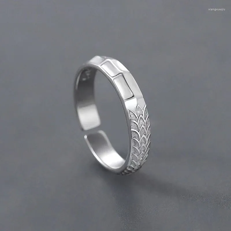 Cluster Ringen Creatieve Concave Convexe Textuur Lijnen Ring Voor Mannen Vrouwen Eenvoudige Zilveren Kleur Open Paar Bruiloft Sieraden