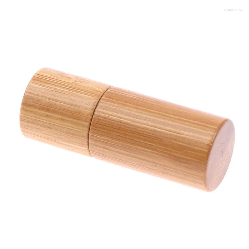 Lagringsflaskor 1 st 3 ml naturlig bambu trärulle på kulflaska med fönster eterisk olja sub-flaskande parfymer rull