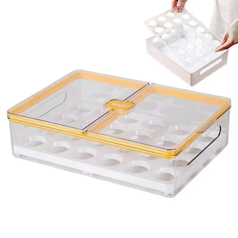 Depolama Şişeleri Büyük Yumurta Konteyneri 24 Grid Mutfak Buzdolabı Organizatör Kutuları Yeniden Kullanılabilir Bin Çekme