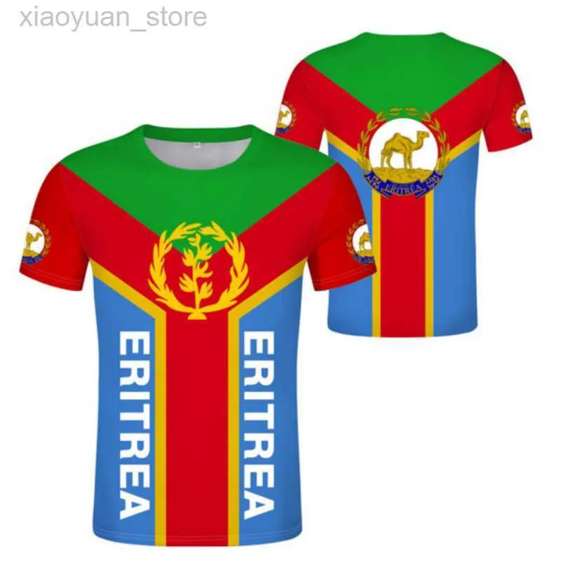 Camisetas masculinas bandeira eritrea camiseta masculina camiseta curta camiseta de mangas curtas Número personalizado grátis o estado do estado da camisa de camisa da Eritreia M230408