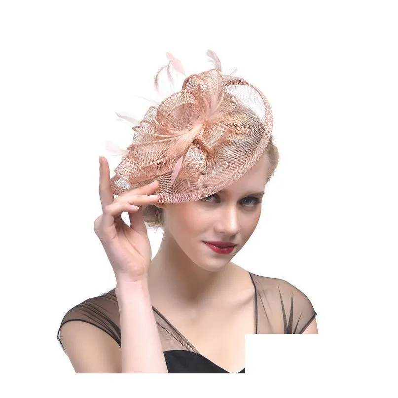 Cappelli da festa Nuovi Accessori per capelli affascinanti Elegante copricapo di moda Testa di fantasia perle piuma perle per perle da cocktail Clips per fornai GB624 Drop Deli Dhj1d