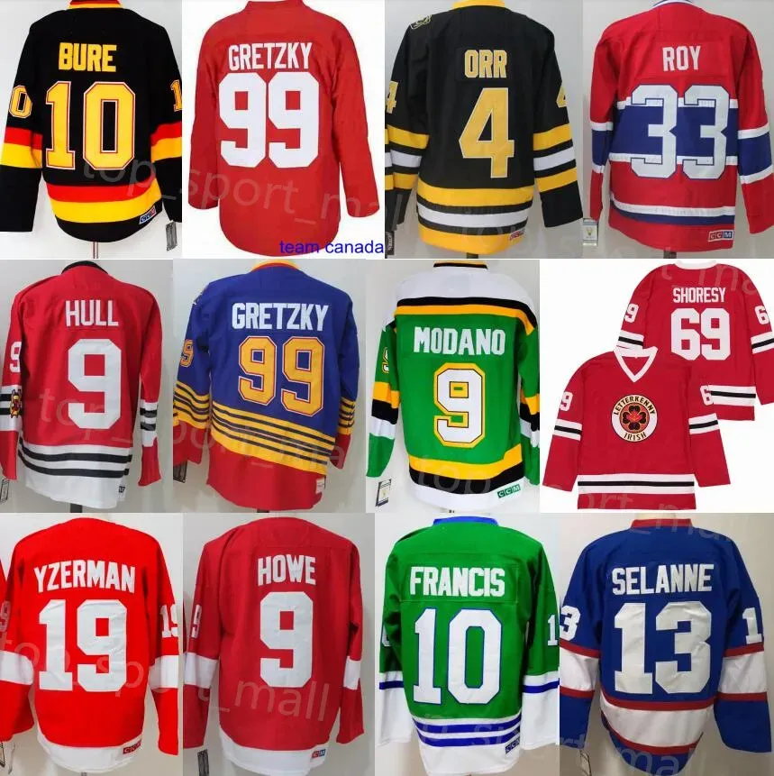 Vintage CCM hockeytruien 4 Bobby Orr 9 Hull 99 Wayne Gretzky 13 Teemu Selanne 33 Patrick Roy 10 Ron Francis Gordie Howe 19 Steve Yzerman 6