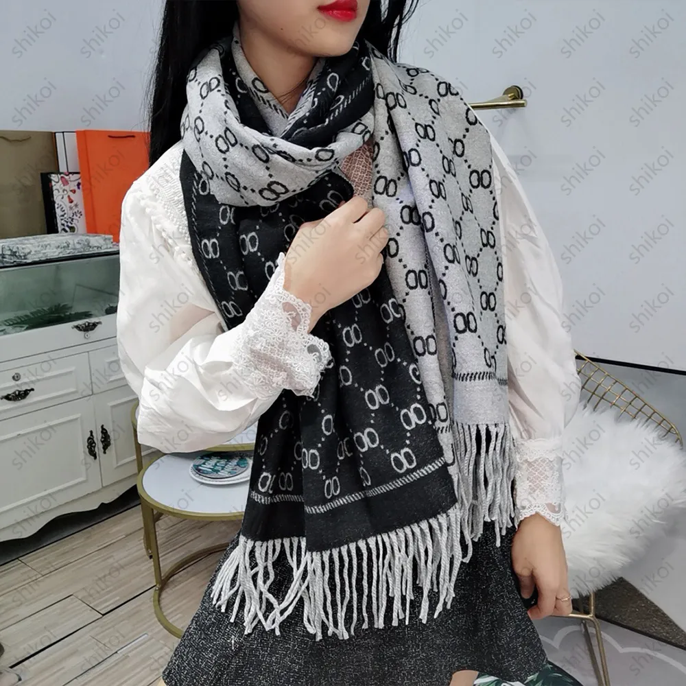 Foulards femmes tendance lettre Jacquard longue écharpe Double face couleur foulards concepteur femme cachemire Wrap grande taille 70*180 cm