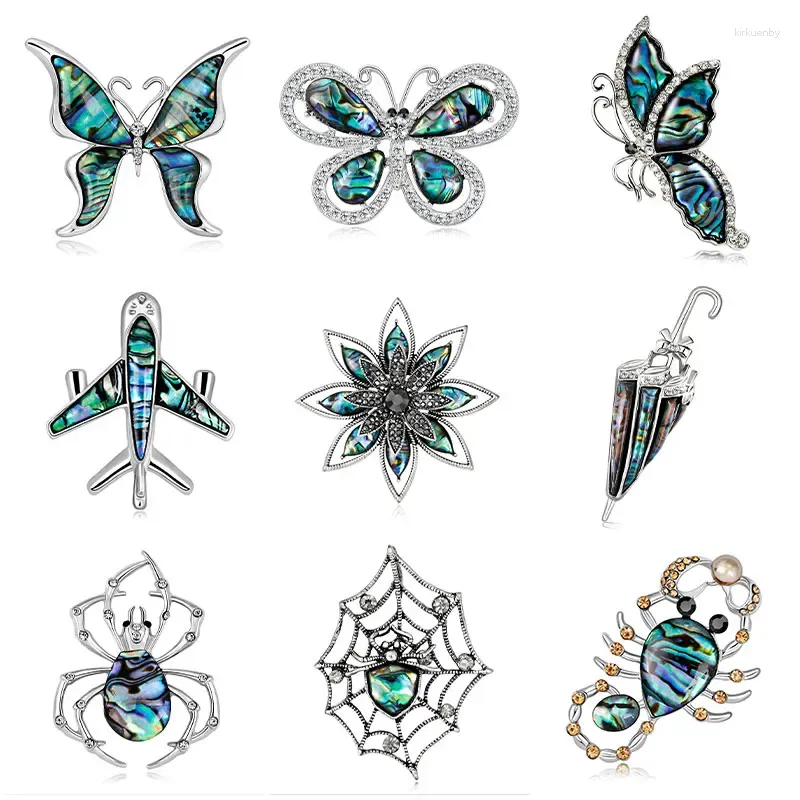 Broches dmari jóias de luxo ilusório abalone concha lapela pinos animais insetos emblema estranho acessórios feminino broche para roupas