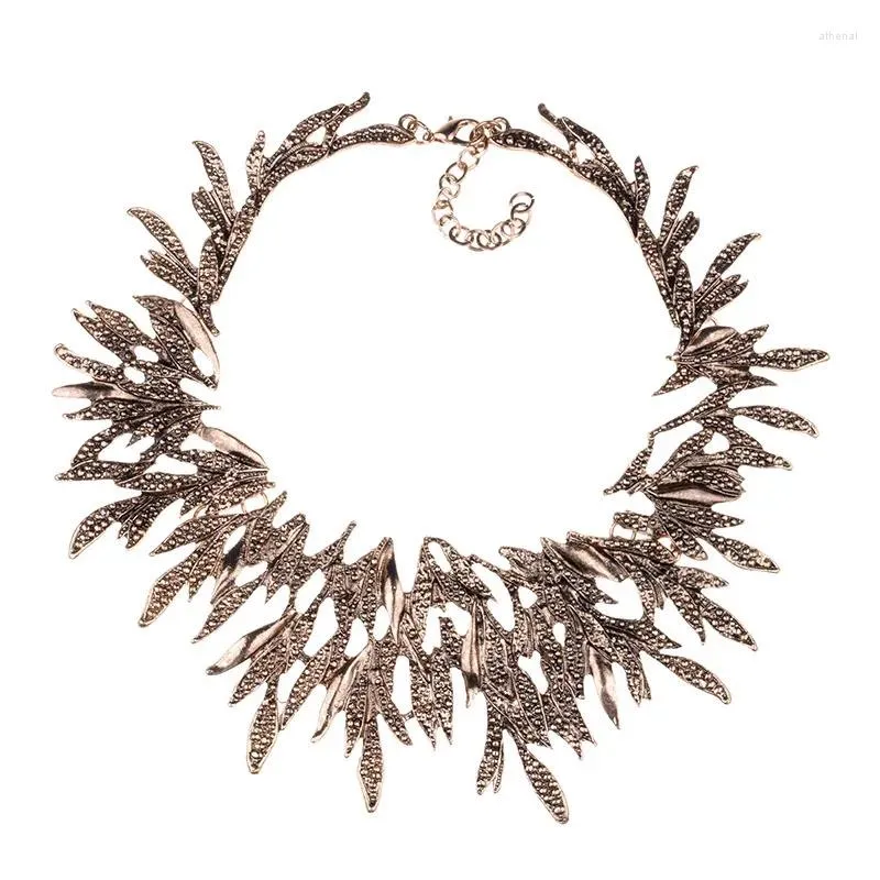 Choker vintage Lady's Leaf Rhinestone Necklace Party benben kedja