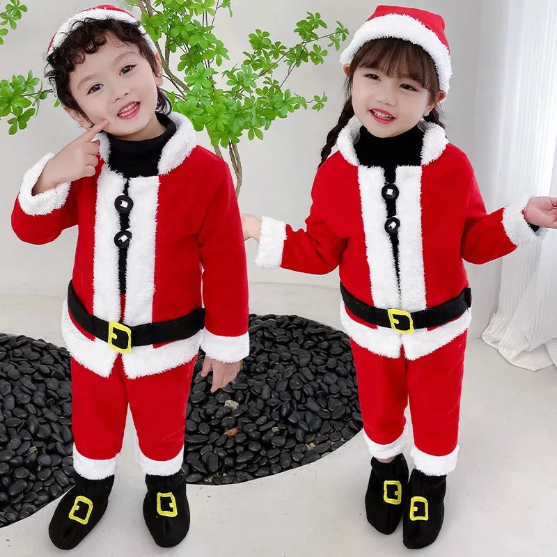 Clothing Sets Kids Christmas Sets Children Santa Claus Costume Boys Girls Christmas Suits Toddler Xmas Top Pants 2psc Outfit 1-12Y 231108