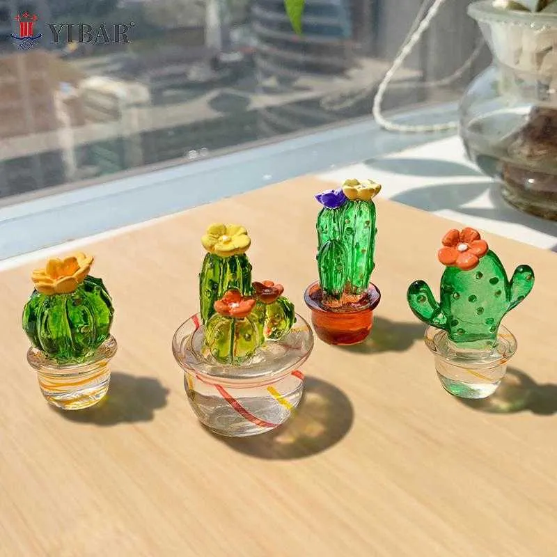 Interieur ations handgemaakte glazen cactus beeldjes ornamenten mini bonsai schattige miniatuur desktop ambacht versiering creatief huisdecor aa230407