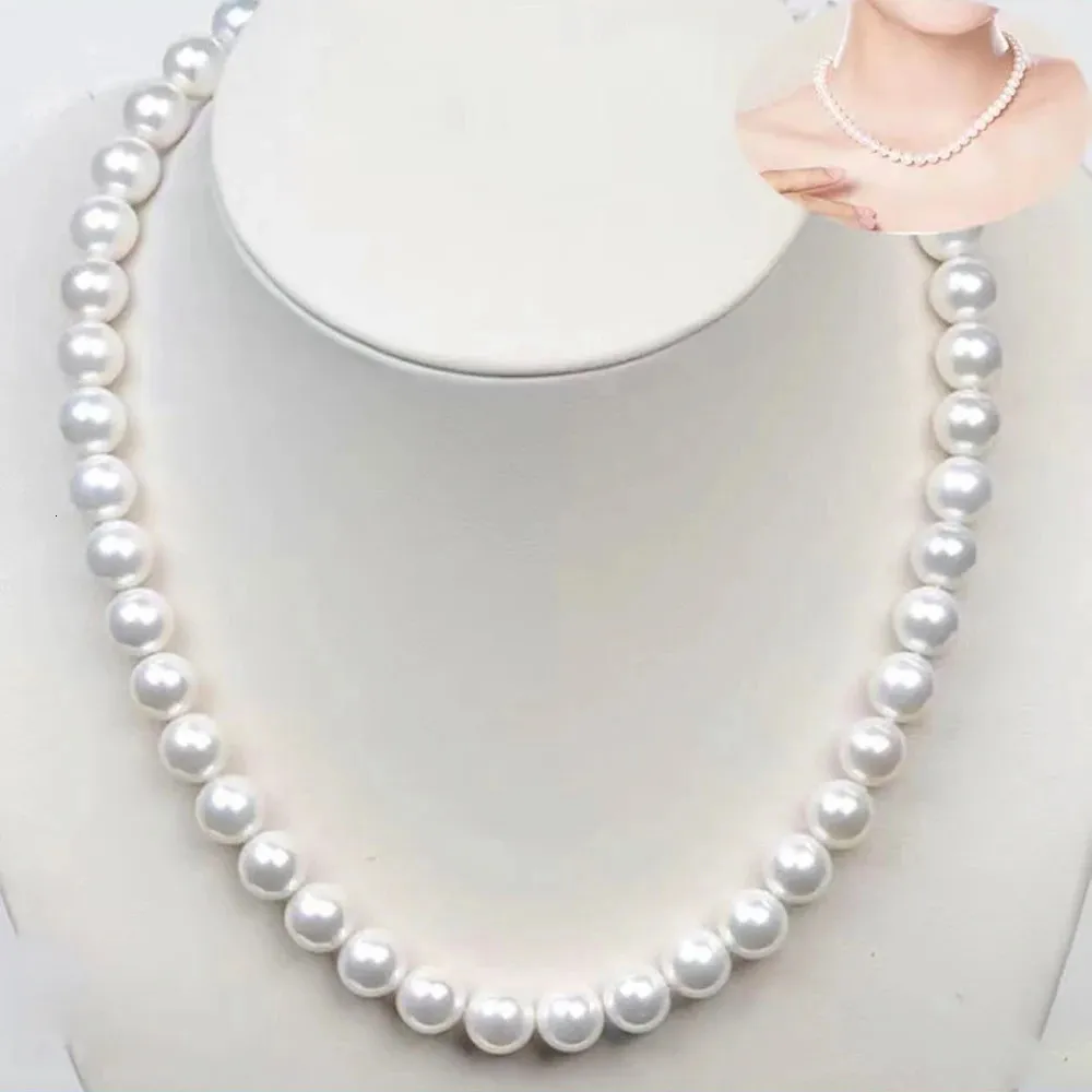Pendant Necklaces YKNRBPH 8-9mm Natural Freshwater Pearl Necklace Nearly Circular Finished Simple Handmade Strand Bead Necklace For Women Jewelry 231108