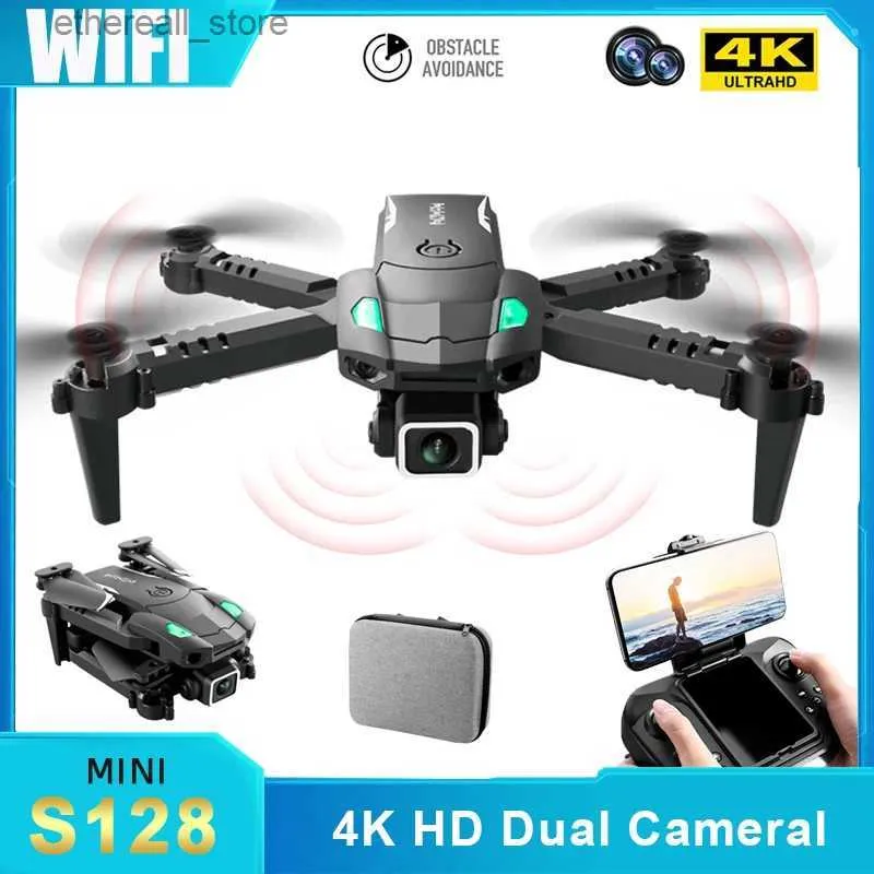 Drönare S128 Mini Drone 4K HD Camera Three-Sided Hinder Undvikande lufttryck Fast höjd Professionell vikbar quadcopter Toys Q231107