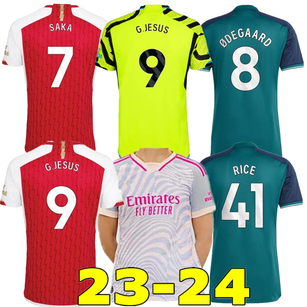 23 24 Rice Soccer Jerseys Fans version Martinelli 2023 2024 Smith Rowe Saka Football Shirt Men Kids Kit Odegaard Nketiah G.Jesus Zinchenko Saliba Havertz J.Timber