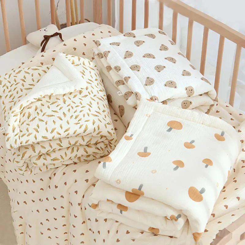 Täcken vinter quilt för baby spjälsäng mjuk spädbarn sängkläder muslin baby tröstare tjock filt dagis barn säng täcken 110x130 cm 230906